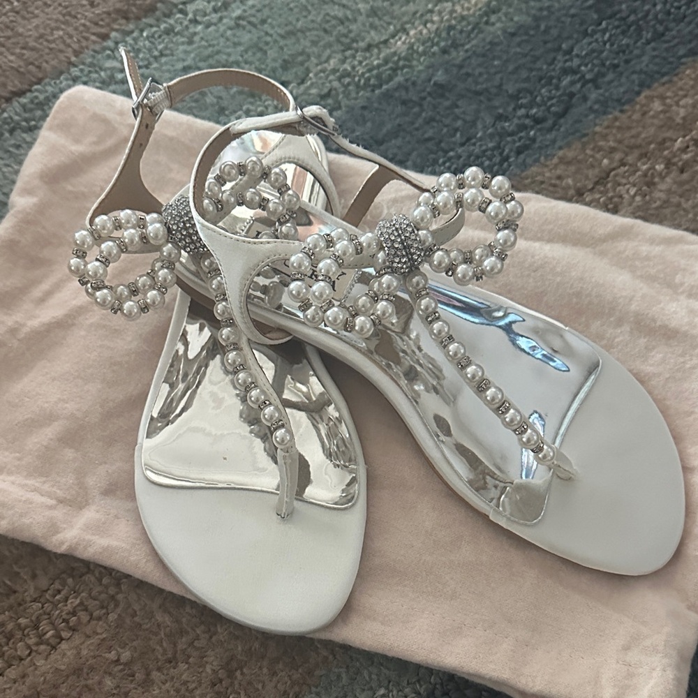 Badgley Mischka White Pearl Sandals